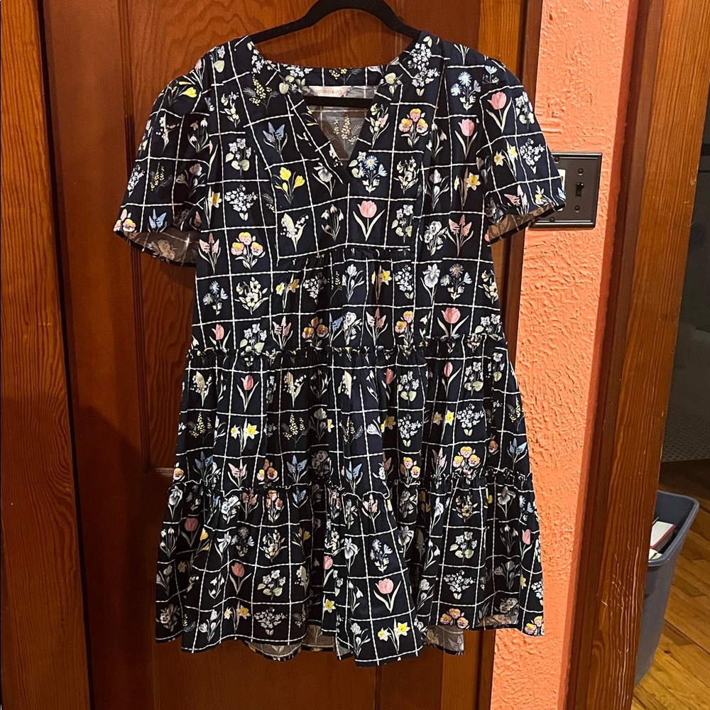 Crown & Ivy Dress with Floral Grid Pattern